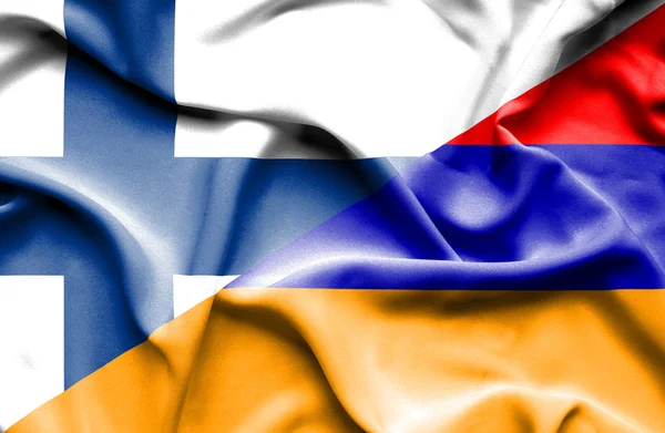 Bandera ondeante de Armenia y Finlandia — Foto de Stock