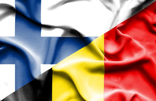 Flagge Belgiens und Finnlands schwenken — Stockfoto