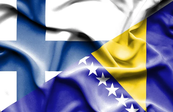 Bandiera sventolante di Bosnia-Erzegovina e Finlandia — Foto Stock