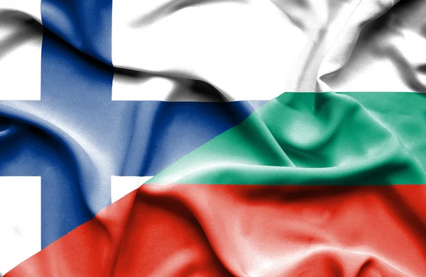 Bandera ondeante de Bulgaria y Finlandia — Foto de Stock