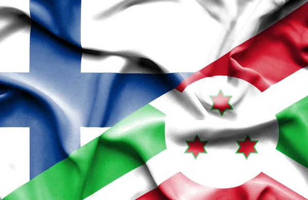 Bandera ondeante de Burundi y Finlandia — Foto de Stock