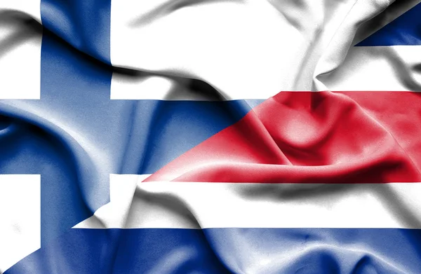 Waving flag of Costa Rica and Finland — Stock Photo, Image