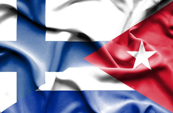 Drapeau de Cuba et de la Finlande — Photo