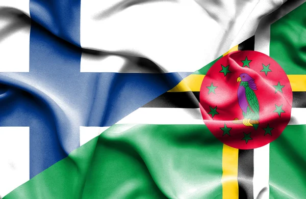Bandera ondeante de Dominica y Finlandia — Foto de Stock