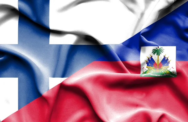 ハイチとフィンランドの旗を振ってください。 — ストック写真