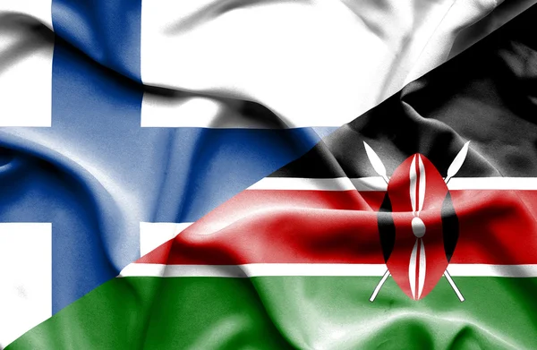 Kenya och Finland viftande flagga — Stockfoto