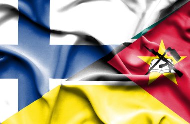 Mozambik ve Finlandiya bayrağı sallayarak