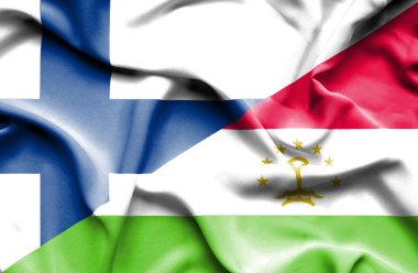 Tacikistan ve Finlandiya bayrağı sallayarak