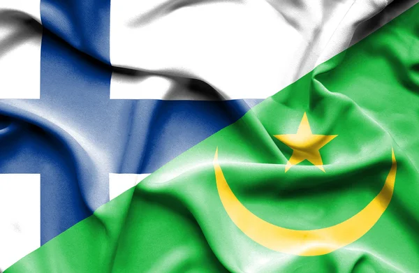Bandera ondeante de Mauritania y Finlandia — Foto de Stock
