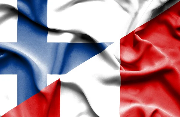 Sventolando bandiera del Perù e della Finlandia — Foto Stock