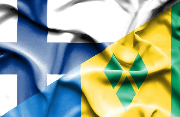 圣 Vincent 和格林纳丁斯和芬兰那飘扬的旗帜 — 图库照片
