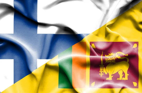 Vlající vlajka Srí Lanky a Finsko — Stock fotografie