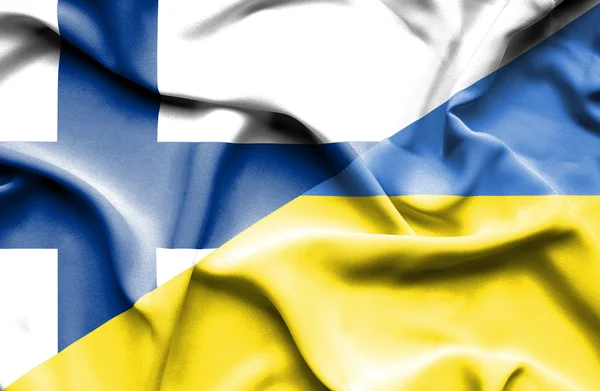 Drapeau de l'Ukraine et de la Finlande — Photo