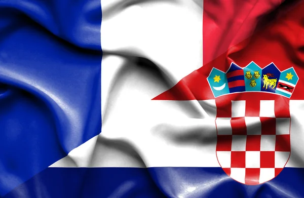 Hırvatistan ve Fransa bayrağı sallayarak — Stok fotoğraf