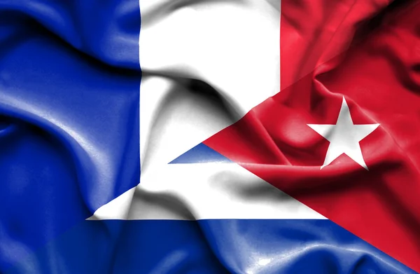Wapperende vlag van Cuba en Frankrijk — Stockfoto