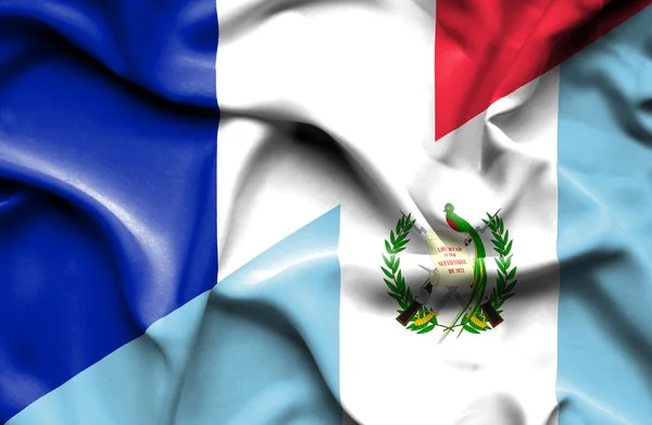 Guatemala och Frankrike viftande flagga — Stockfoto