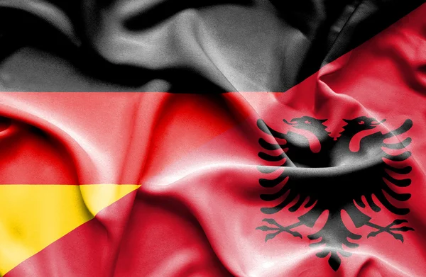 Waving flag of Albania and Germany — Stock Photo, Image