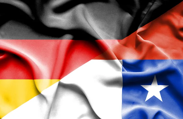Waving flag of Chile and Germany — Stock Photo, Image