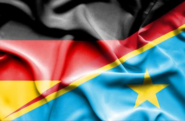 Kongo Demokratik Cumhuriyeti ve Almanya bayrağı sallayarak