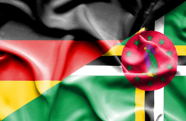 Waving flag of Dominica and Germany