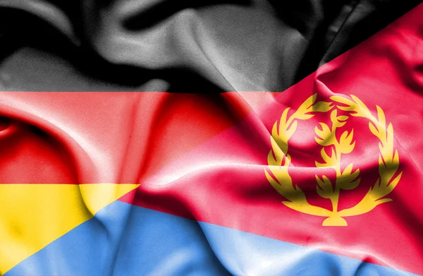 Flagge von Eritrea und Deutschland schwenken — Stockfoto