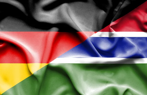 Waving flag of Gambia and Germany — Stock Photo, Image