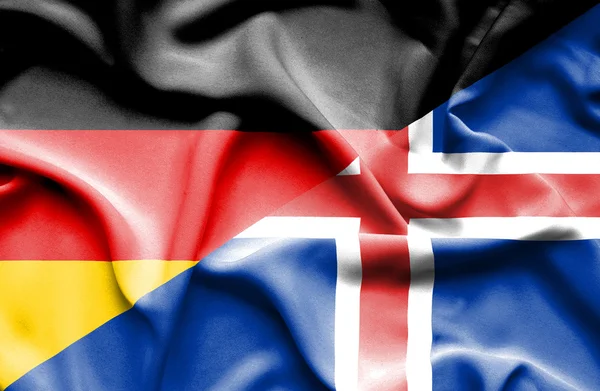 Waving flag of Iceland and Germany — Stock Photo, Image