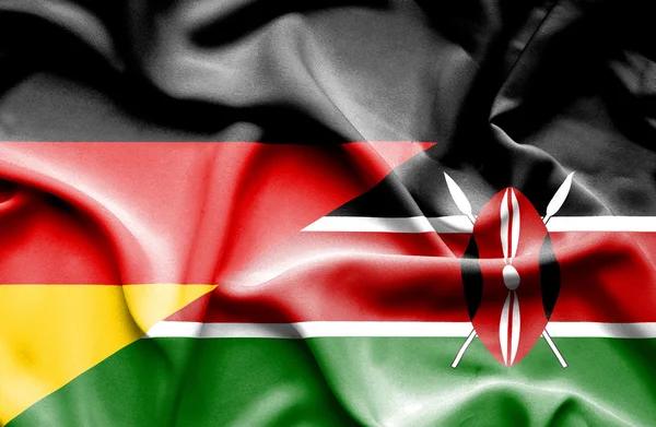 Waving flag of Kenya and Germany — Stock Photo, Image