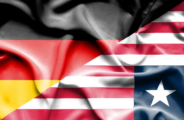 Waving flag of Liberia and Germany — Stock Photo, Image