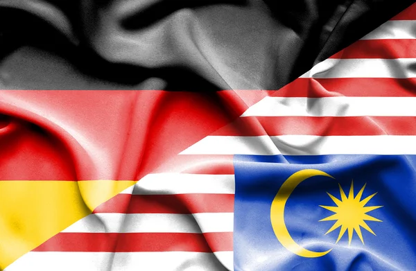 Waving flag of Malaysia and Germany — Stock Photo, Image