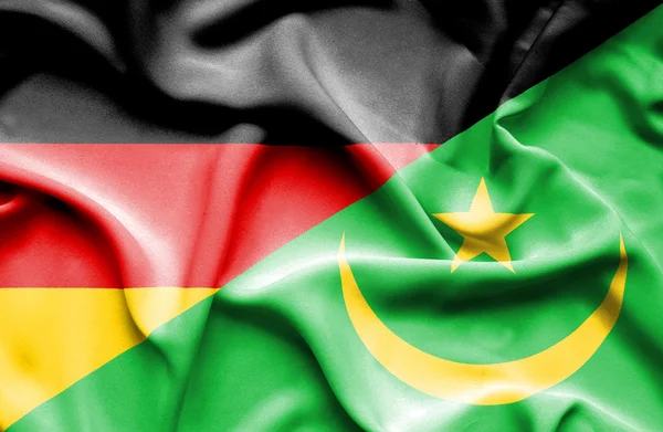 Mávání vlajkou Mauritánie a Německo — Stock fotografie