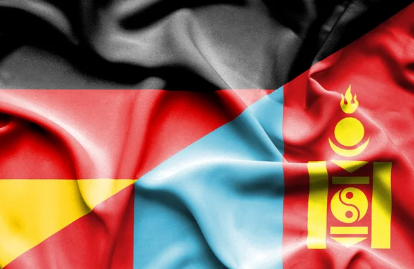 蒙古国和德国那飘扬的旗帜 — 图库照片