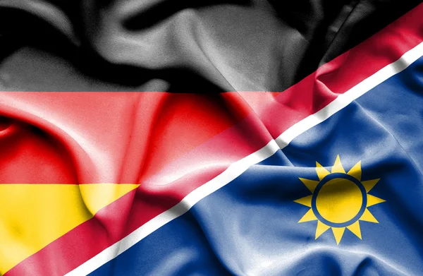 Bandera ondeante de Namibia y Alemania — Foto de Stock