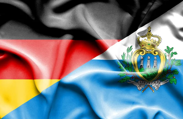 Viftande flagga Tyskland och San Marino — Stockfoto