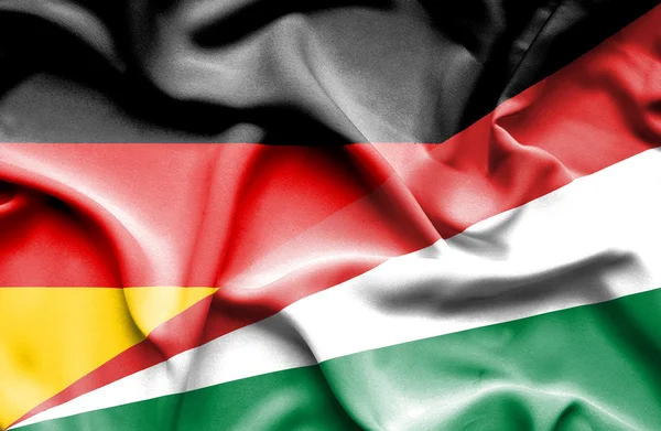 塞舌尔和德国那飘扬的旗帜 — 图库照片