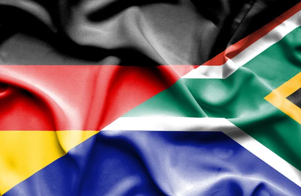 Waving flag of South Africa and Germany — Stock Photo, Image