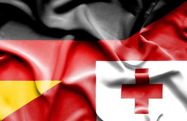 Sventolando bandiera di Tonga e Germania — Foto Stock