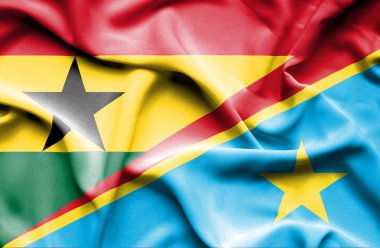 Kongo Demokratik Cumhuriyeti ve Gana Cumhuriyeti bayrağı sallayarak