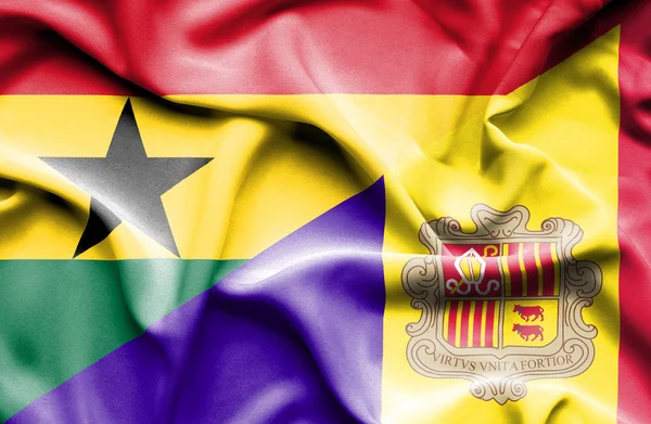 Mávání vlajkou Andorry a Ghana — Stock fotografie