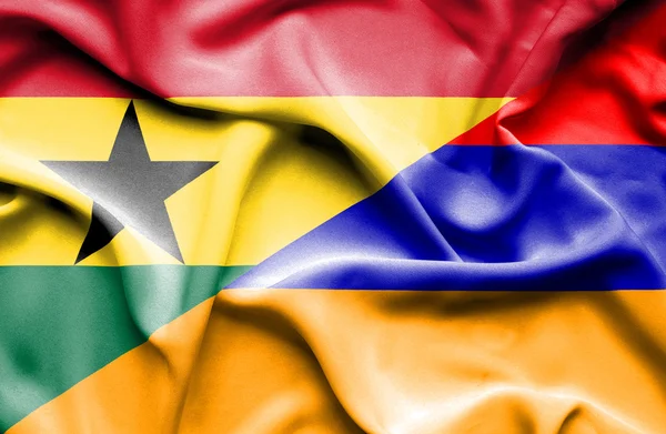 Viftande flagga Armenien och Ghana — Stockfoto