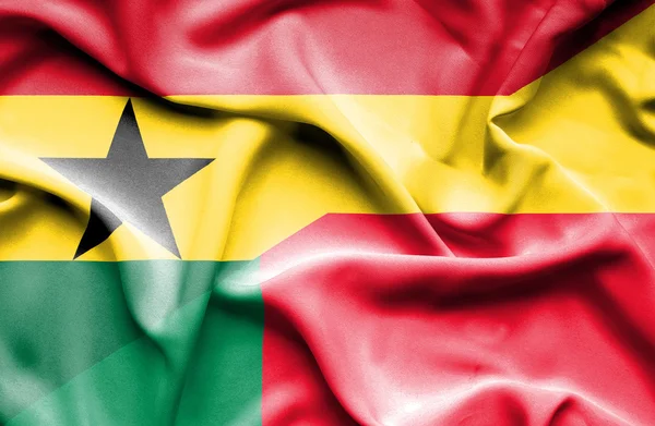 Bandiera sventolante del Benin e Ghana — Foto Stock