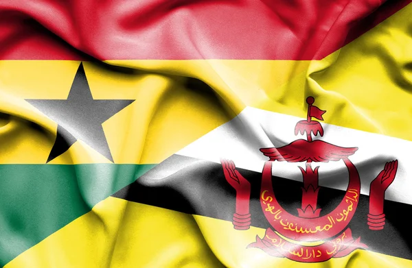 Viftande flagga Brunei och Ghana — Stockfoto