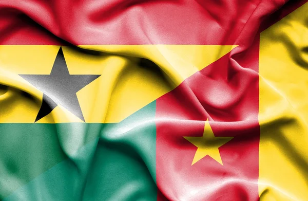 Waving flag of Cameroon and Ghana — Stock Photo, Image