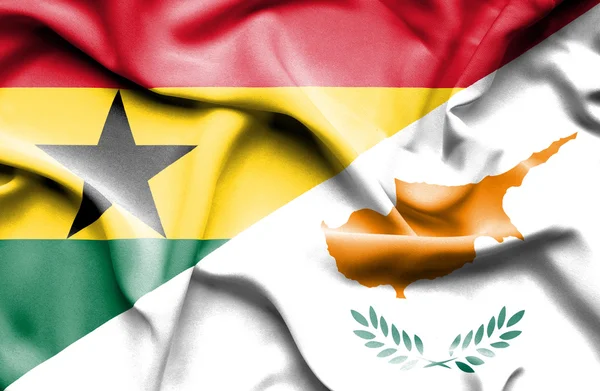 Bandera ondeante de Chipre y Ghana —  Fotos de Stock