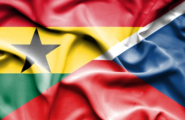 Bandeira acenando de República Checa e Gana — Fotografia de Stock