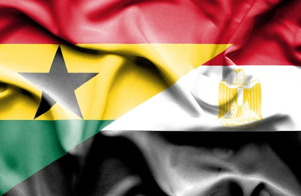 Waving flag of Egypt and Ghana — Stock Photo, Image