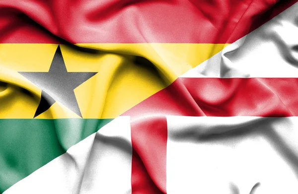 Viftande flagga England och Ghana — Stockfoto