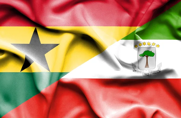 Waving flag of Equatorial Giuinea and Ghana — Stock Photo, Image