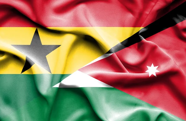 Flagge aus Jordanien und Ghana schwenken — Stockfoto