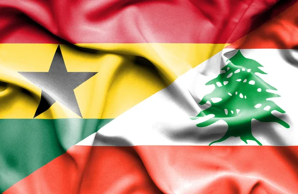Flagge von Libanon und Ghana schwenken — Stockfoto
